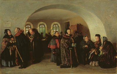 Die Schatzkammer am Pensionszahlungstag, 1876 von Vladimir Egorovic Makovsky